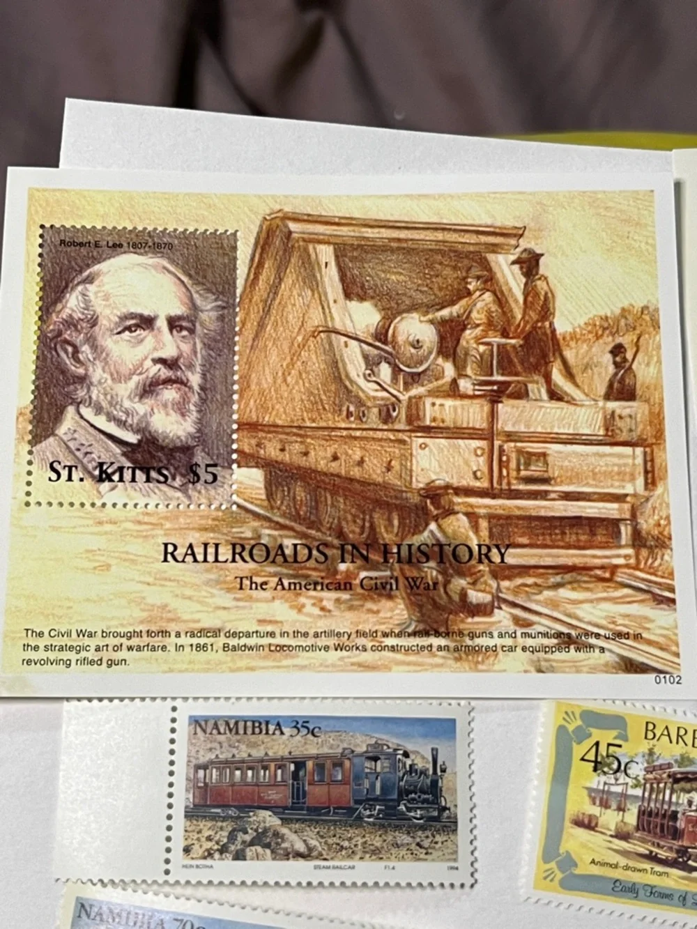 Vintage Multicolor Train Stamp Collection Sheet - Vintage
